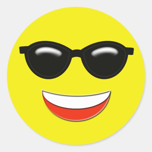 Zonbrillen Emoji Ronde Sticker (Voorkant)