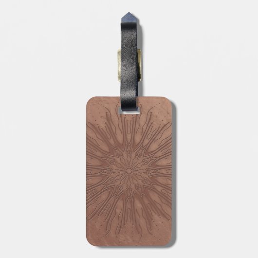 Zonburst boho mandala bagagelabel (Achterkant verticaal)