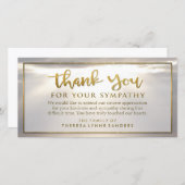 Zonburst Gouden Bedankje Aangepaste Condoleancekaa Bedankkaart (Voorkant / Achterkant)