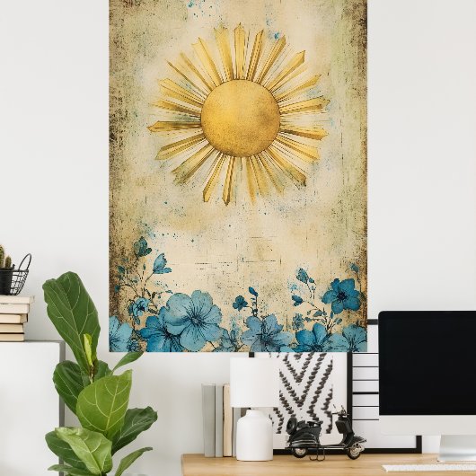 Zonburst muurdecoratie.   poster (Thuiskantoor)