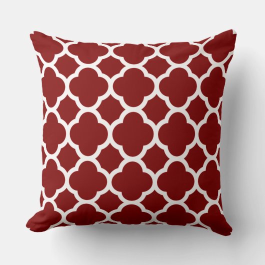 Zonburst rood Quatrefoil patroon Kussen (Voorkant)