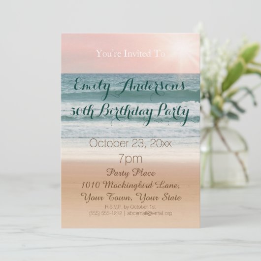 Zondag 30e verjaardag zomerdagthema Roze Kaart (Staand voorkant)