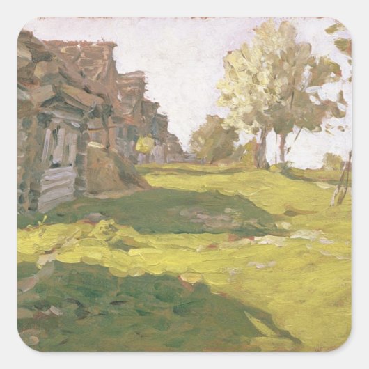 Zondag. A Small Village, 1898 Vierkante Sticker (Voorkant)