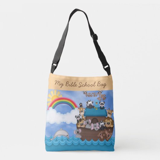 Zondag Bijbelse School Noahs Ark des Animals Overs Crossbody Tas (Achterkant)