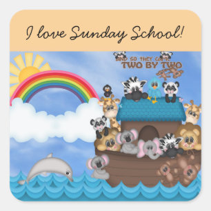Zondag Bijbelse School Noahs Ark des Animals Overs Vierkante Sticker