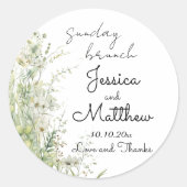 Zondag brunch Dusty Sage Green Flowers Wedding Ronde Sticker (Voorkant)