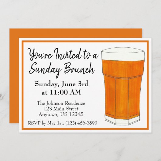 Zondag Brunch Ontbijt Sinaasappelsap Kaart (Voorkant / Achterkant)