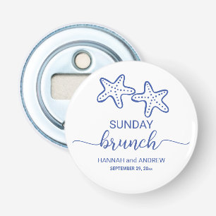 Zondag Brunch Zeester Koppel Favor Button Flesopener