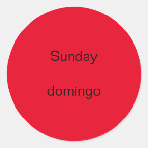 Zondag domingo Engels naar Spaans Stickers