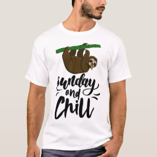 Zondag en Chill Funny Sleepy Head Lazy Sloth Love  T-shirt
