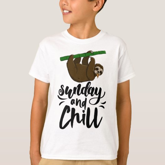 Zondag en Chill Funny Sleepy Head Lazy Sloth Love  T-shirt (Voorkant)