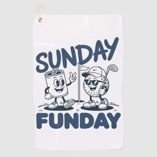 Zondag Fun Golf Grappige Golfende Golfers Retro Golfhanddoek (Voorkant)