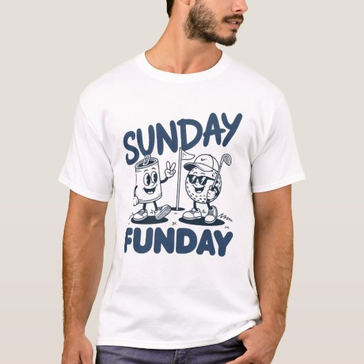 Zondag Fun Golf Grappige Golfende Golfers Retro T-shirt (Voorkant)