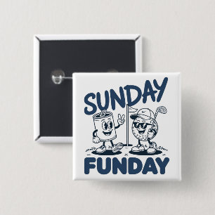 Zondag Fun Golf Grappige Golfende Golfers Retro Vierkante Button 5,1 Cm