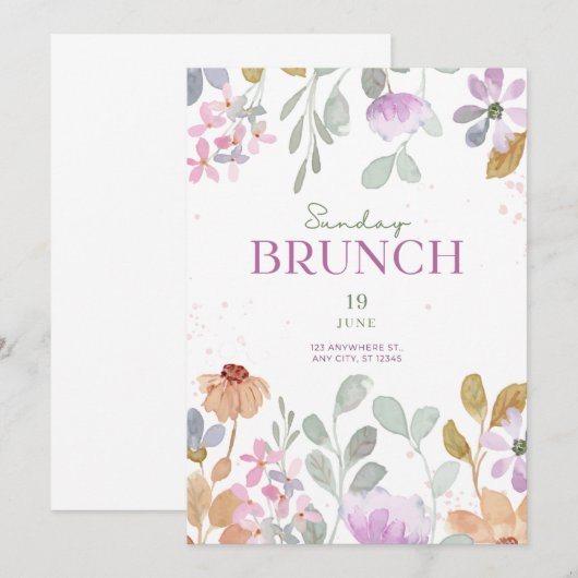 Zondag Funday Brunch Uitnodiging - Elegant & Custo (Voorkant / Achterkant)