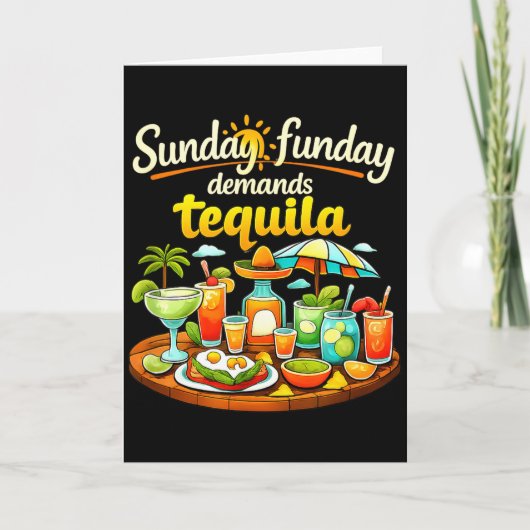 Zondag funday eist grap van feestcrew kaart (Voorkant)