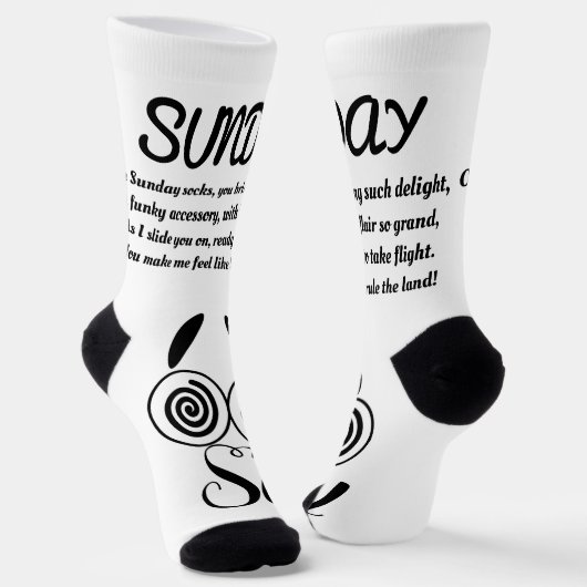 Zondag Gedicht Sokken - Trendy, Funny, White&Black (Gebogen)