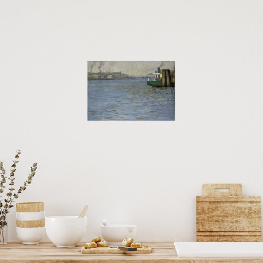 Zondag in de atmosfeer van de Elbe Poster (Keuken)