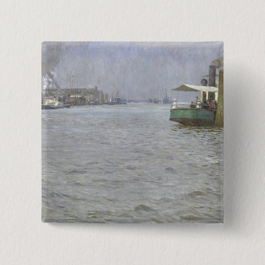 Zondag in de atmosfeer van de Elbe Vierkante Button 5,1 Cm (Voorkant)