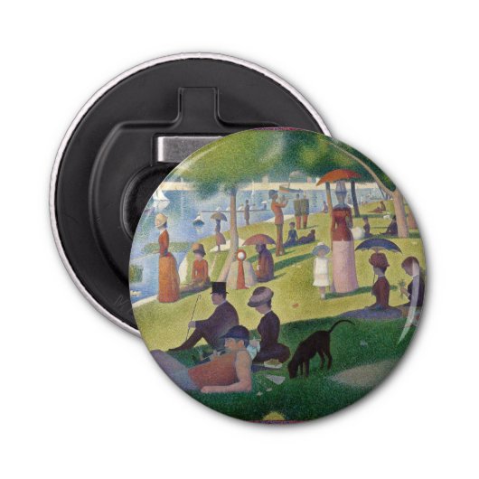 Zondag in La Grande Jatte Seurat Painting Button Flesopener (Voorkant)