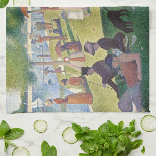 Zondag in La Grande Jatte Seurat Painting Theedoek (Gevouwen)