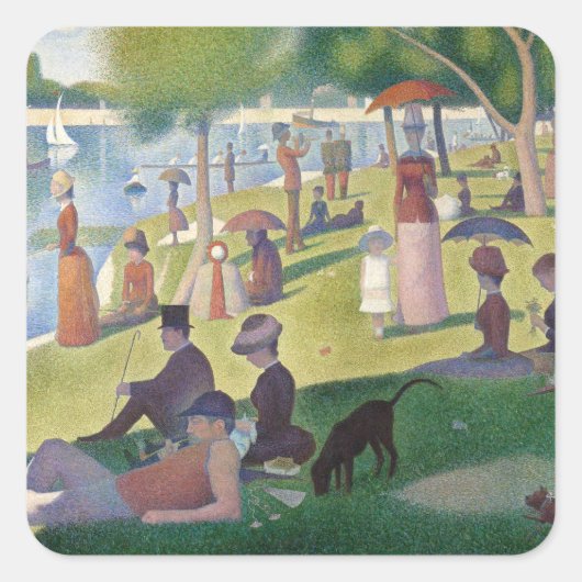 Zondag in La Grande Jatte Seurat Painting Vierkante Sticker (Voorkant)