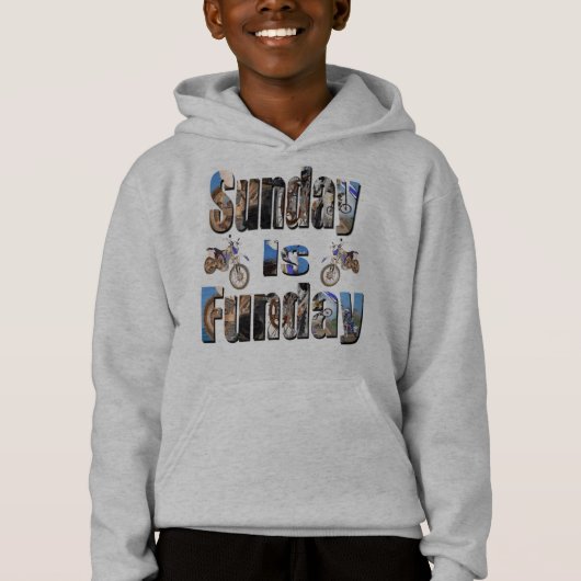 Zondag is Funday Motorbike Afbeelding Logo, (Voorkant)