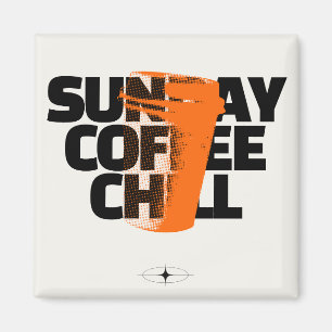 Zondag Koffie Chillen - Urbane Halftone Grafische Magneet