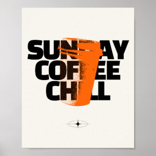 Zondag Koffie Chillen - Urbane Halftone Grafische Poster