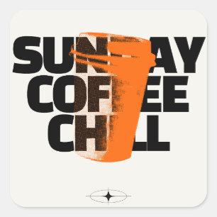 Zondag Koffie Chillen - Urbane Halftone Grafische  Vierkante Sticker