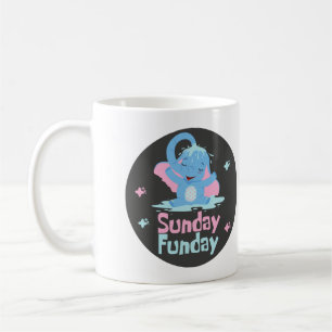 Zondag leuke dag Kawaii grappige blauwe olifantend Koffiemok