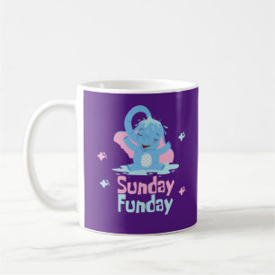 Zondag leuke dag Kawaii grappige olifant die onder Koffiemok