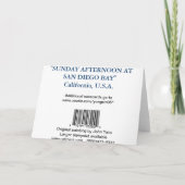 ZONDAG MIDDAG BIJ DE BAAI VAN SAN DIEGO FEESTDAGEN KAART (Achterkant)