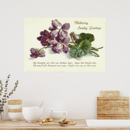 Zondag Moederdag Paarse ventilator Poster (Keuken)