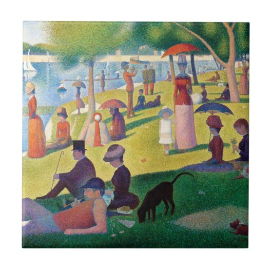 Zondag om 12.00 uur in La Grande Jatte door Seurat Tegeltje (Voorkant)