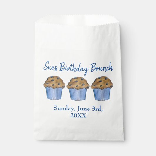 Zondag Ontbijt Brunch Feest Blauwe Bosbes Muffin Bedankzakje (Voorkant)