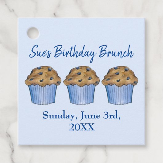 Zondag Ontbijt Brunch Party Blueberry Muffin Bedankjes Labels (Voorkant)
