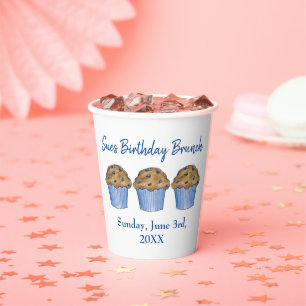 Zondag Ontbijt Brunch Party Blueberry Muffin Papieren Bekers