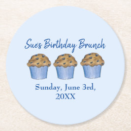 Zondag Ontbijt Brunch Party Blueberry Muffin Ronde Kartonnen Onderzetter