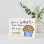 Zondag Ontbijt Brunch Party Blueberry Muffin Uitnodiging Briefkaart (Staand voorkant)