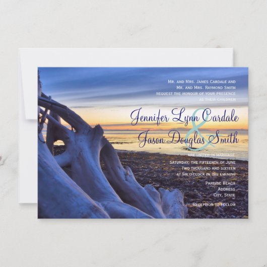 Zondag op Beach Evening Wedding Invitations Kaart (Voorkant)