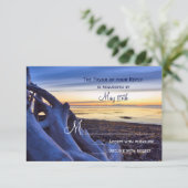 Zondag op Beach Evening Wedding RSVP-kaarten RSVP Kaartje (Staand voorkant)