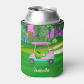 Zondag op de Golfcursus roze leder Golfkunst Blikjeskoeler (Blikje Voorkant)