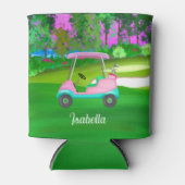 Zondag op de Golfcursus roze leder Golfkunst Blikjeskoeler (Voorkant)