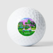 Zondag op de Golfcursus roze leder Golfkunst Golfballen (Voorkant)