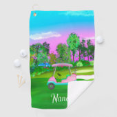 Zondag op de Golfcursus roze leder Golfkunst Golfhanddoek (Insitu)