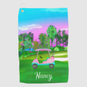 Zondag op de Golfcursus roze leder Golfkunst Golfhanddoek (Voorkant)