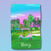 Zondag op de Golfcursus roze leder Golfkunst Golfhanddoek