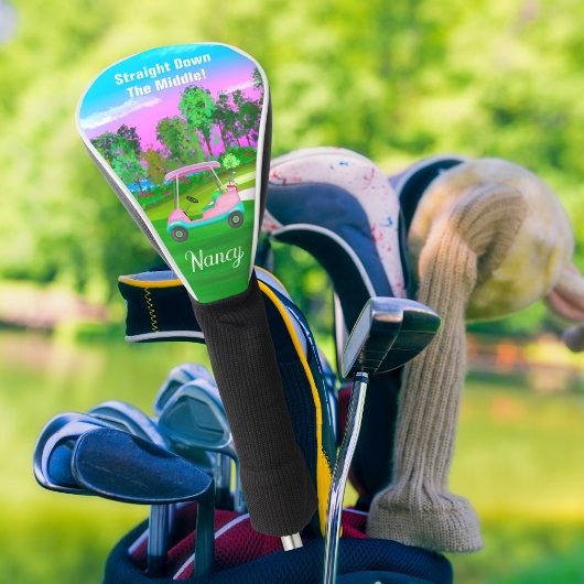 Zondag op de Golfcursus roze leder Golfkunst Golfheadcover