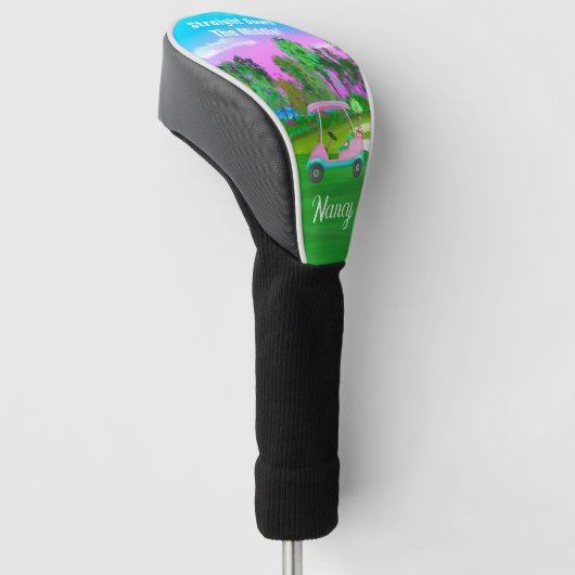 Zondag op de Golfcursus roze leder Golfkunst Golfheadcover (Schuin)